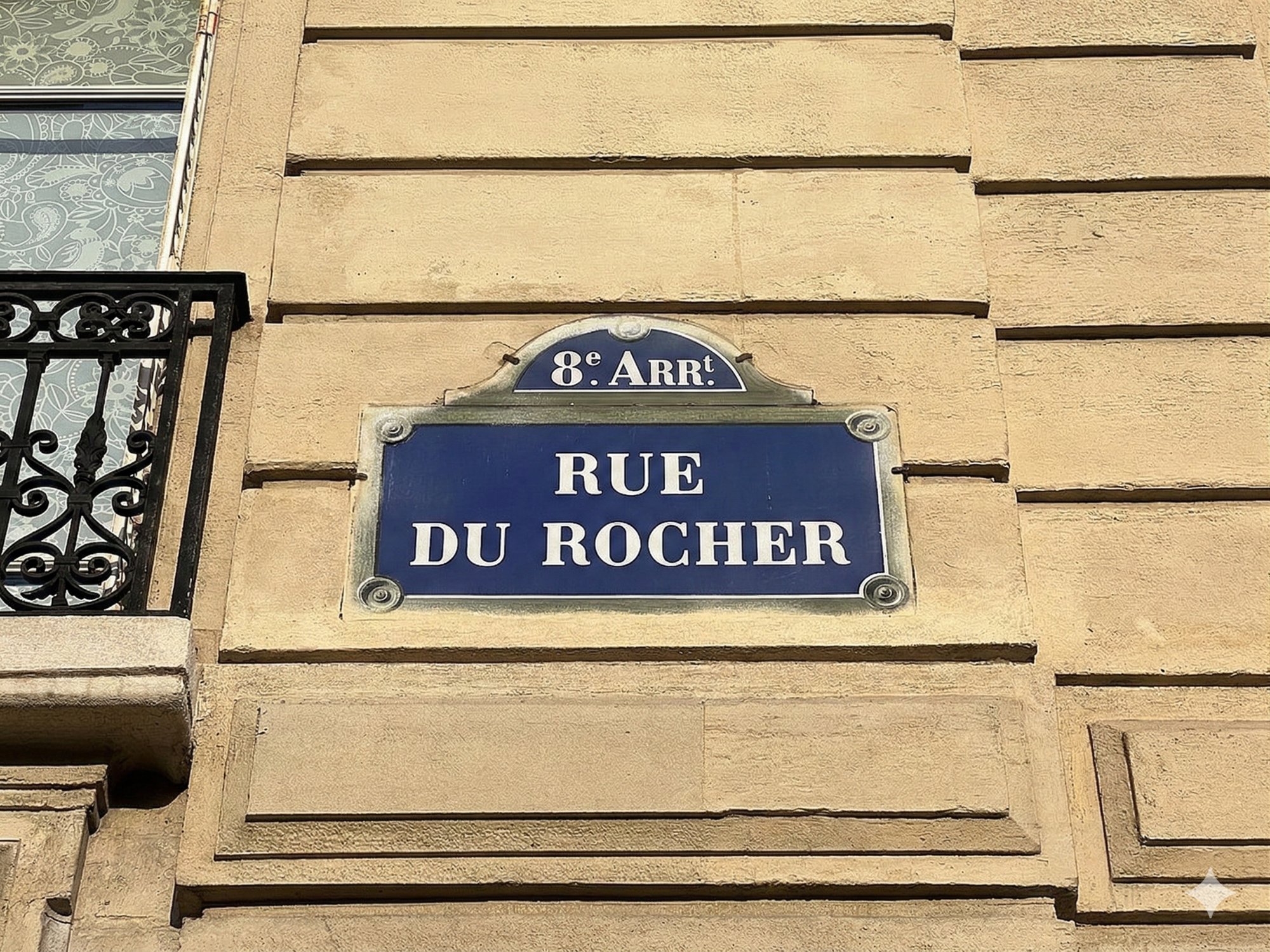 Plaque Rue du Rocher — 8e arrondissement