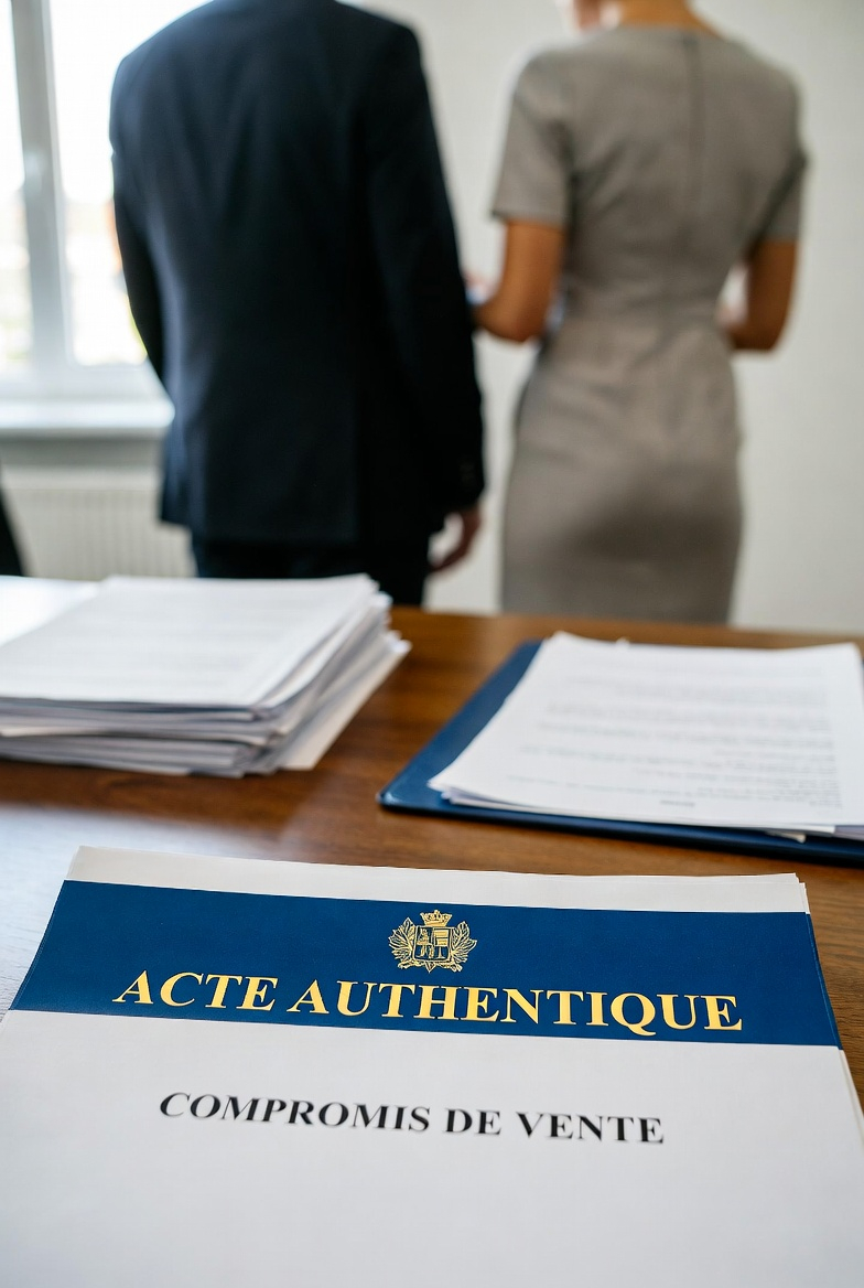 Signature d'un acte authentique chez le notaire — promesse de vente litige