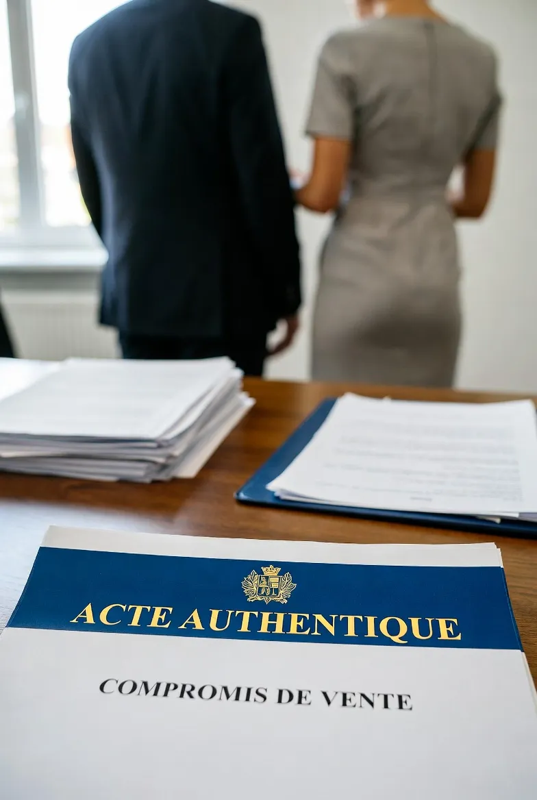 Signature d'un acte authentique chez le notaire — promesse de vente litige